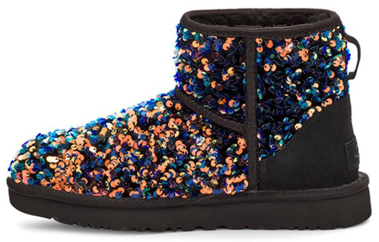 Угги женские UGG Classic Mini с пайетками, черный