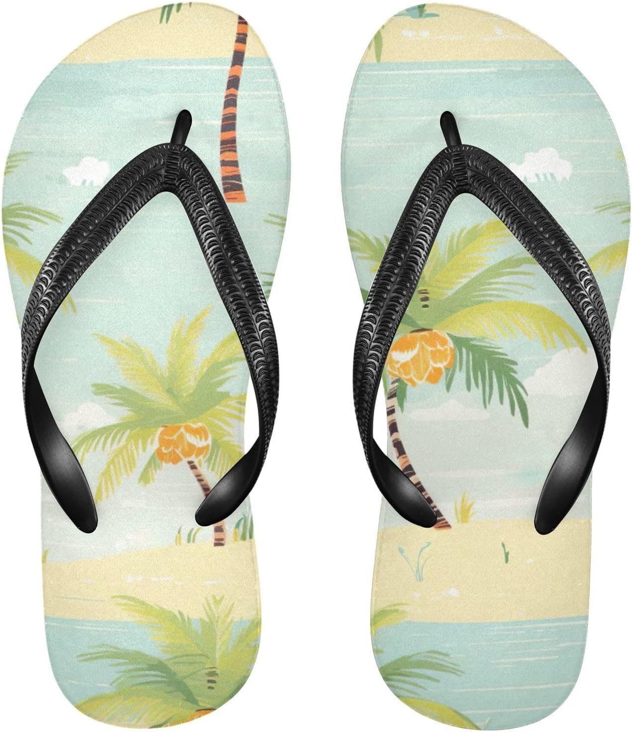 

Шлепанцы «Кокосовая пальма»- пляжные летние повседневные сандалии для женщин и мужчин, тапочки для душа, размер XS Kfbe, Tree