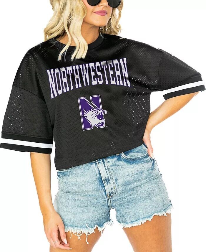 

Женская черная футболка Northwestern Wildcats Game Face Fashion Gameday Couture