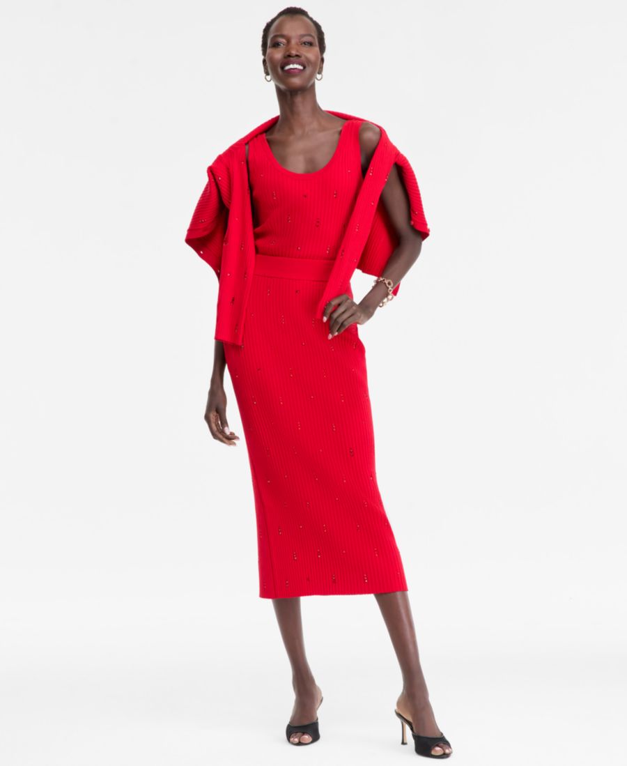 

Женская юбка-свитер с декором, эксклюзивно от Macy's INC International Concepts, Real Red