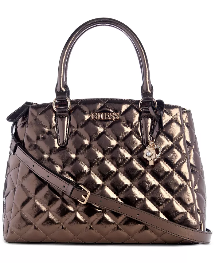 

Стеганая сумка Tinsley Medium с тремя отделениями GUESS, серебряный