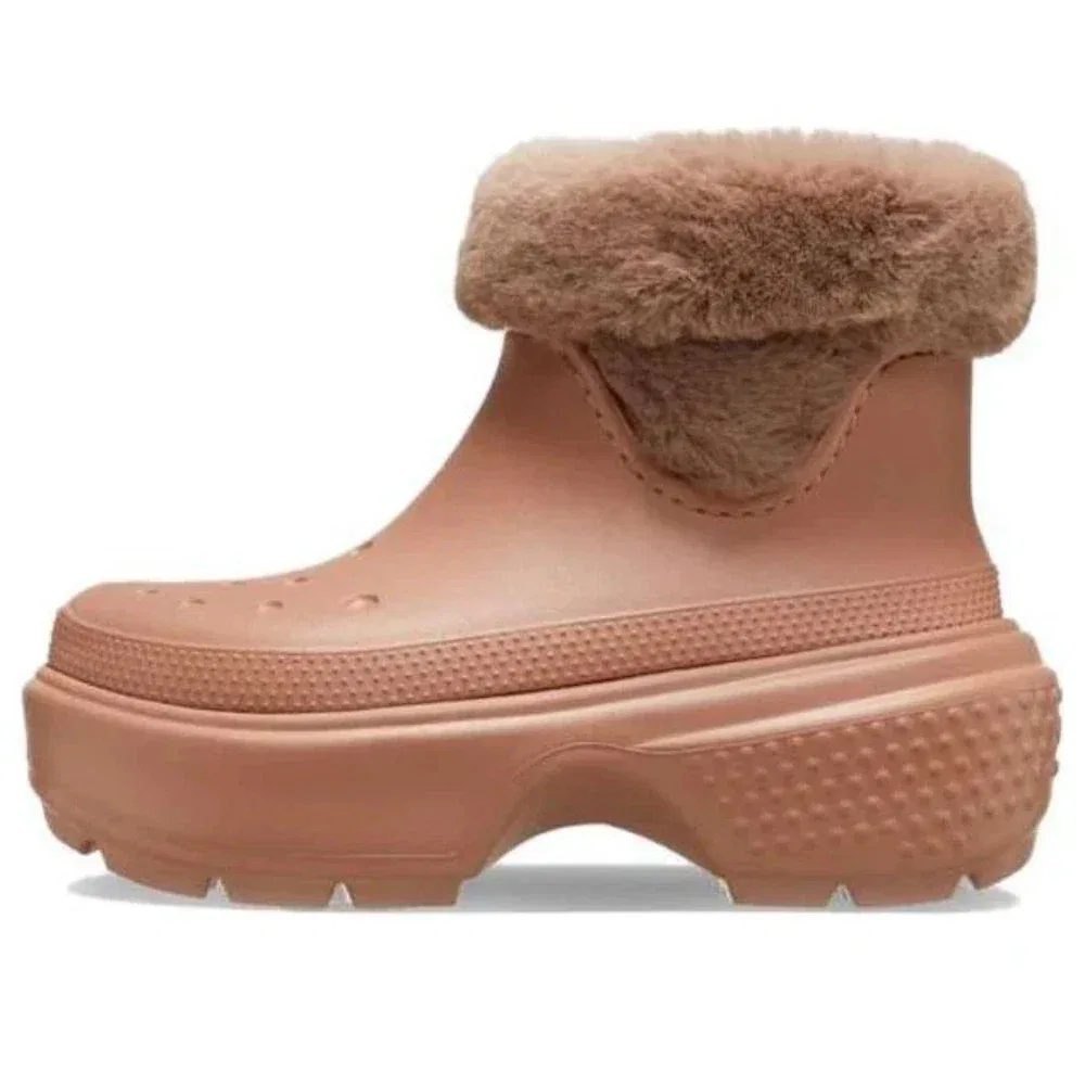 Ботинки Crocs Stomp Lined 208718-2CC с пробковой рифленой подошвой и платформой JAX1196, коричневый — фото 3