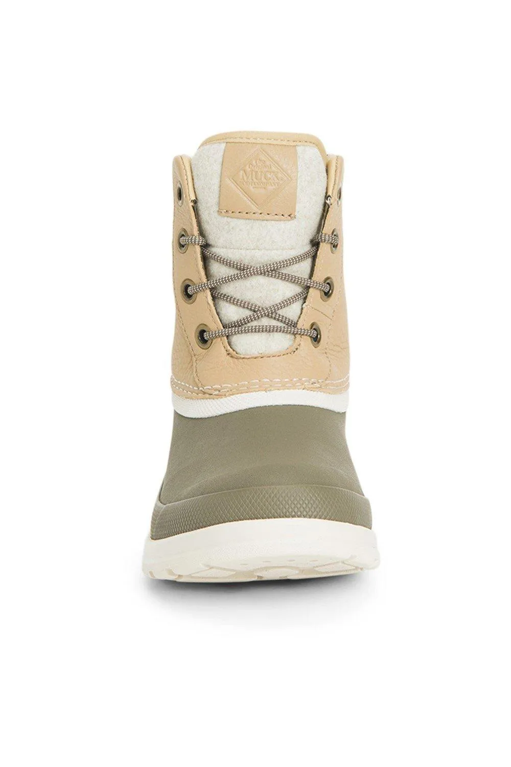 Женские резиновые ботинки Muck Boots короткие на шнуровке, бежевый — фото 3