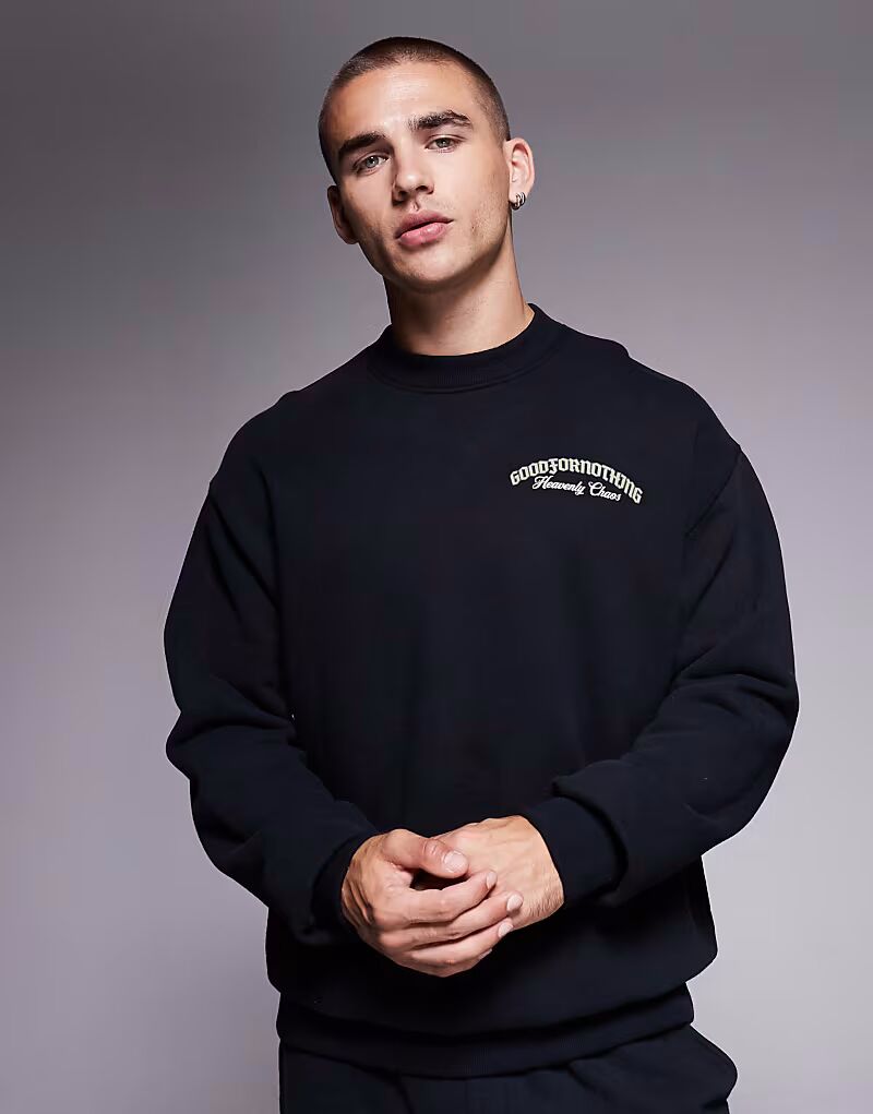 

Толстовка с графическим принтом на спине и круглым вырезом черного цвета Good For Nothing