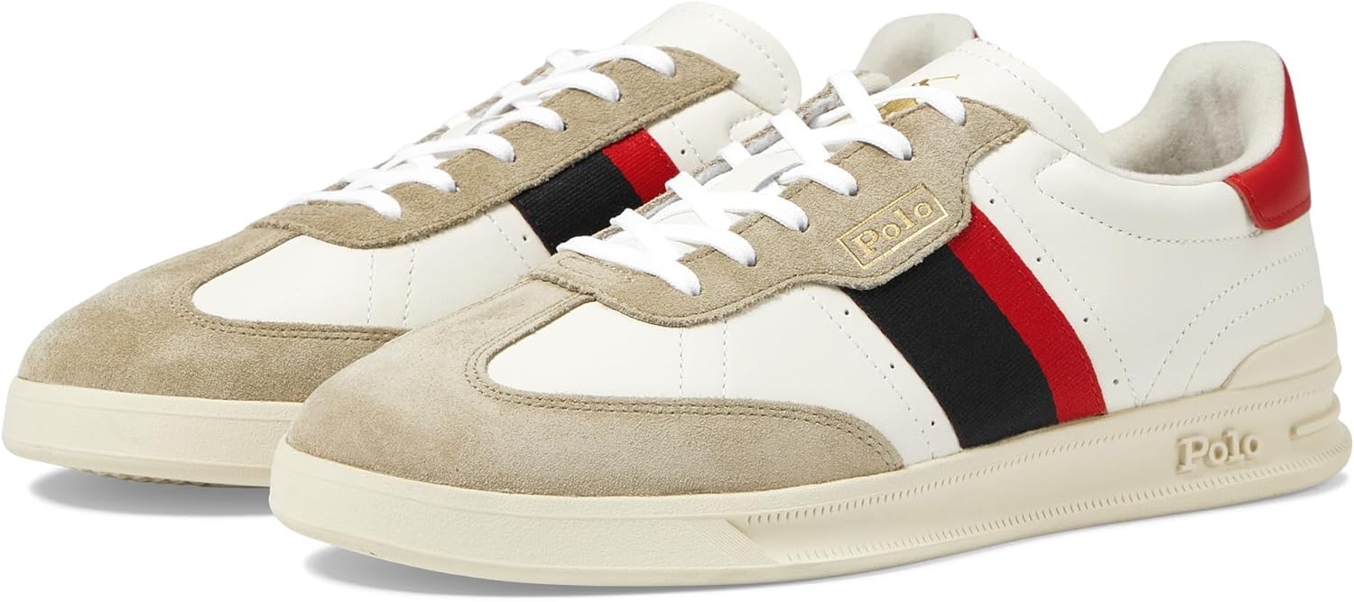 

Кроссовки POLO RALPH LAUREN Mens Heritage Aera, Milkshake/Black/Red