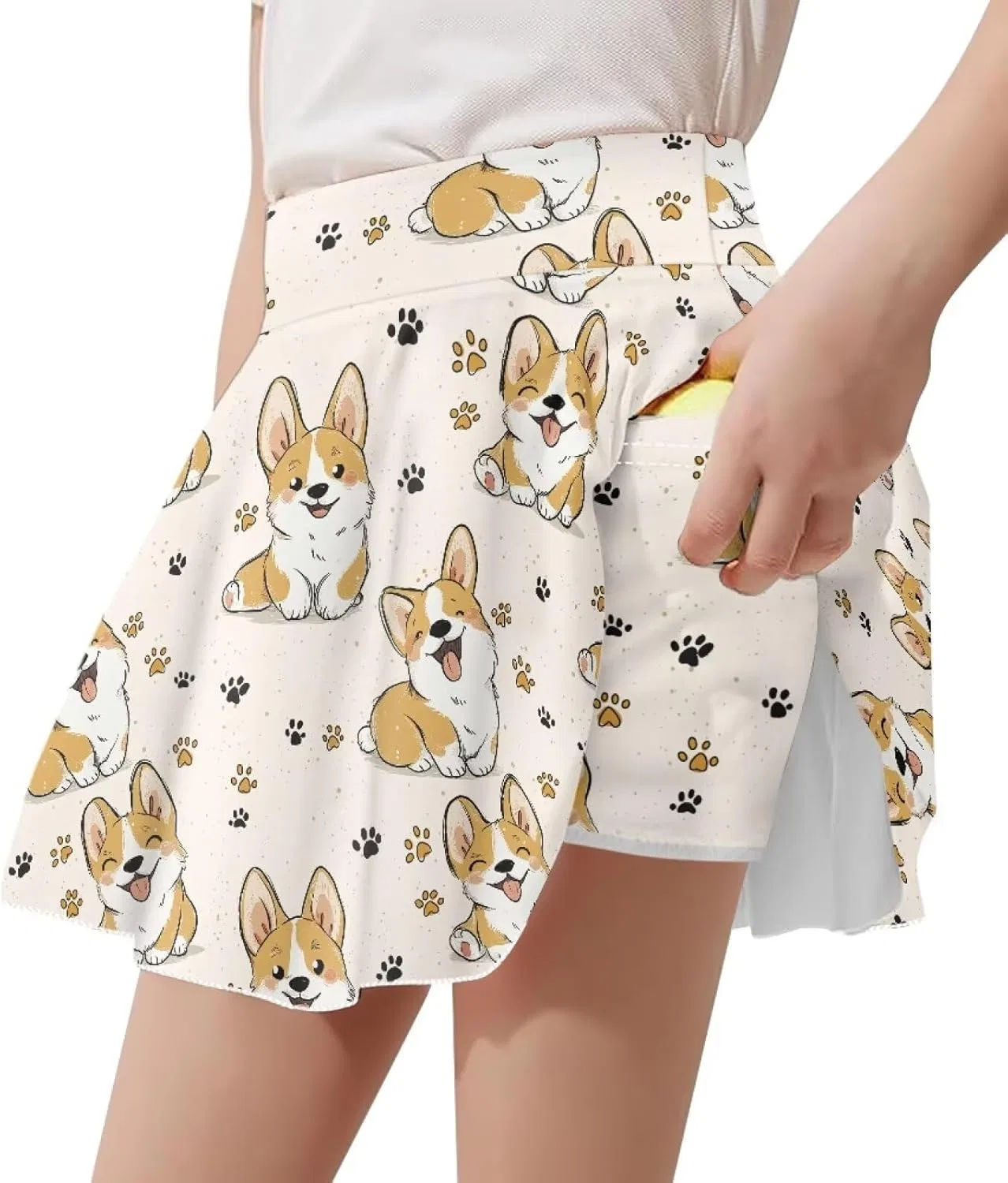 Спортивная юбка для девочек с шортами, Hdjxbdhsv, Cartoon Puppy Print — фото 2