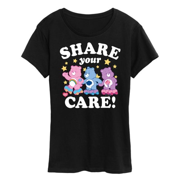 

Женская футболка Care Bears с принтом "Делись заботой" Licensed Character, черный