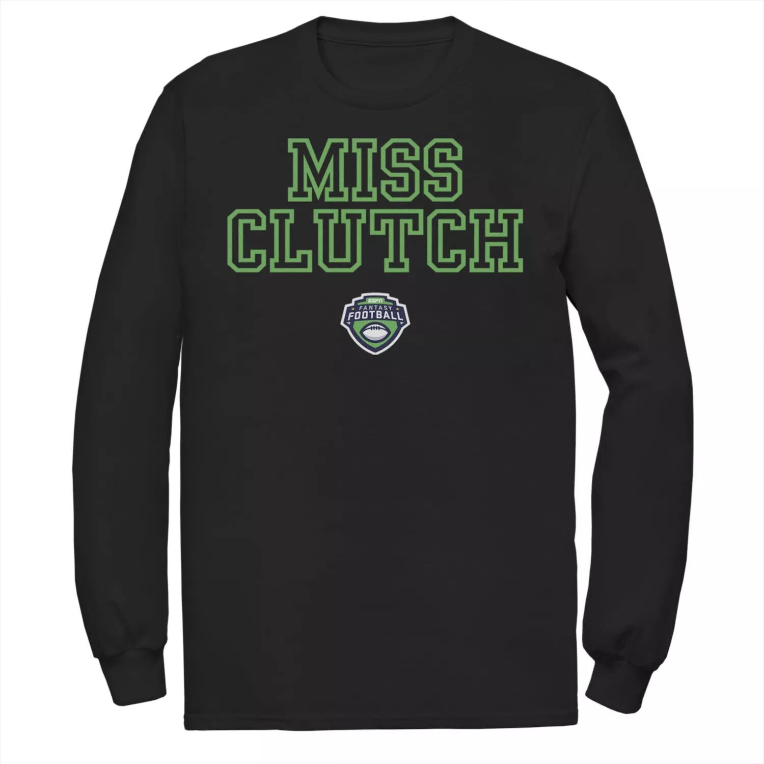 

Мужская футболка с длинным рукавом и текстовым логотипом ESPN Miss Clutch Licensed Character