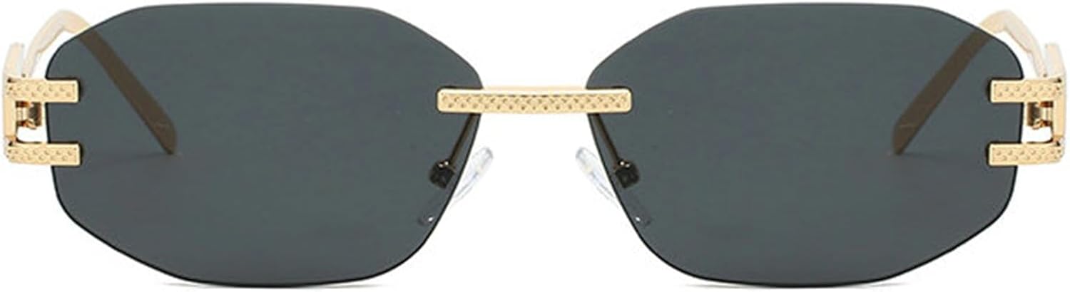 

Солнцезащитные очки Willochra Trendy Hexagon для женщин и мужчин, винтажная безободковая геометрическая металлическая оправа, черные, с защитой от УФ-излучения UV400, C1