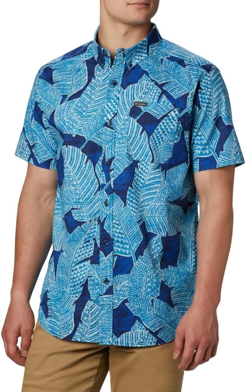 

Мужская рубашка Columbia Rapid Rivers с коротким рукавом и принтом, Azul Its Bananas Print