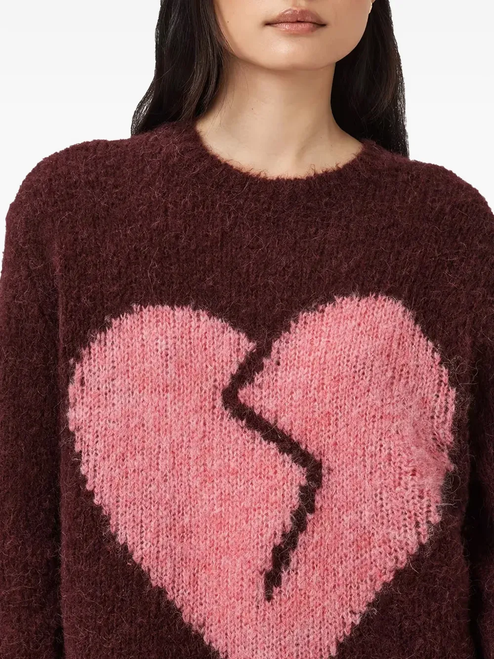 Свитер с интарсией в виде сердца Luvheart Allsaints, красный — фото 4
