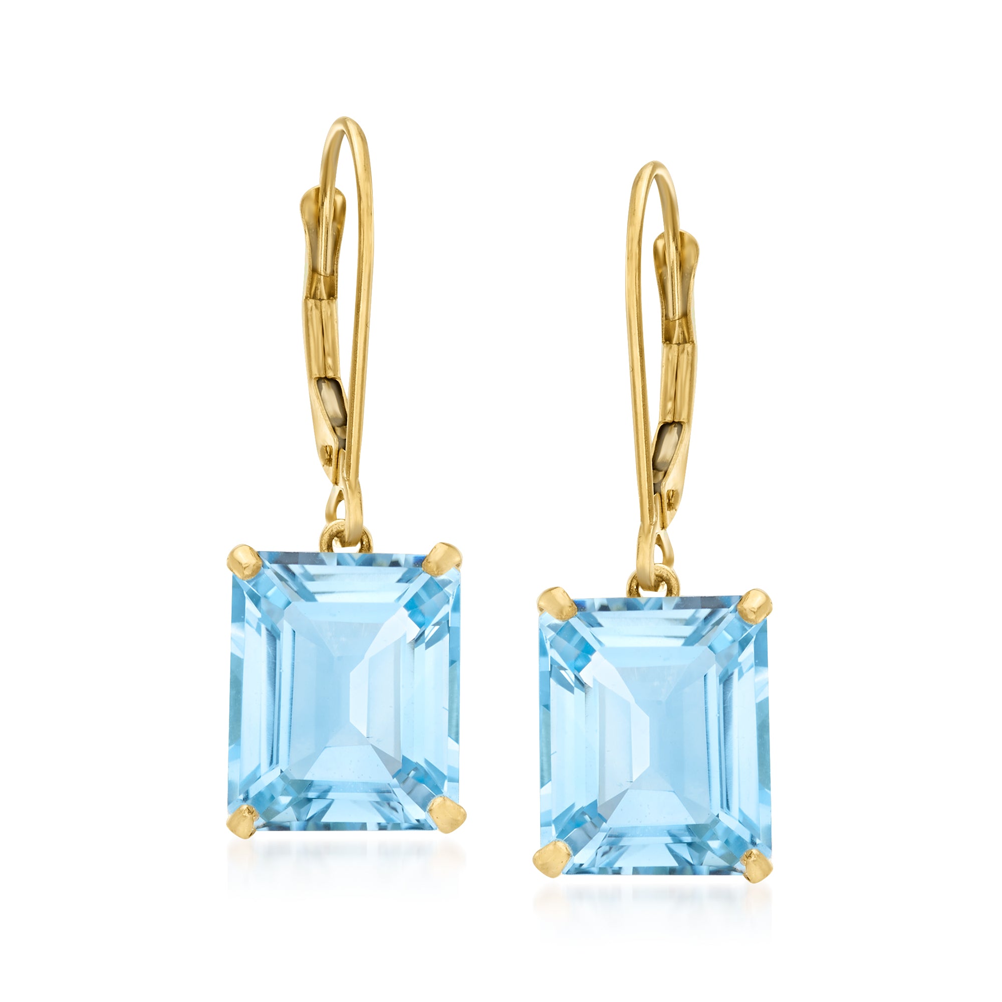 

Серьги-подвески Ross-Simons с небесно-голубым топазом из 14-каратного желтого золота Ross-Simons, синий