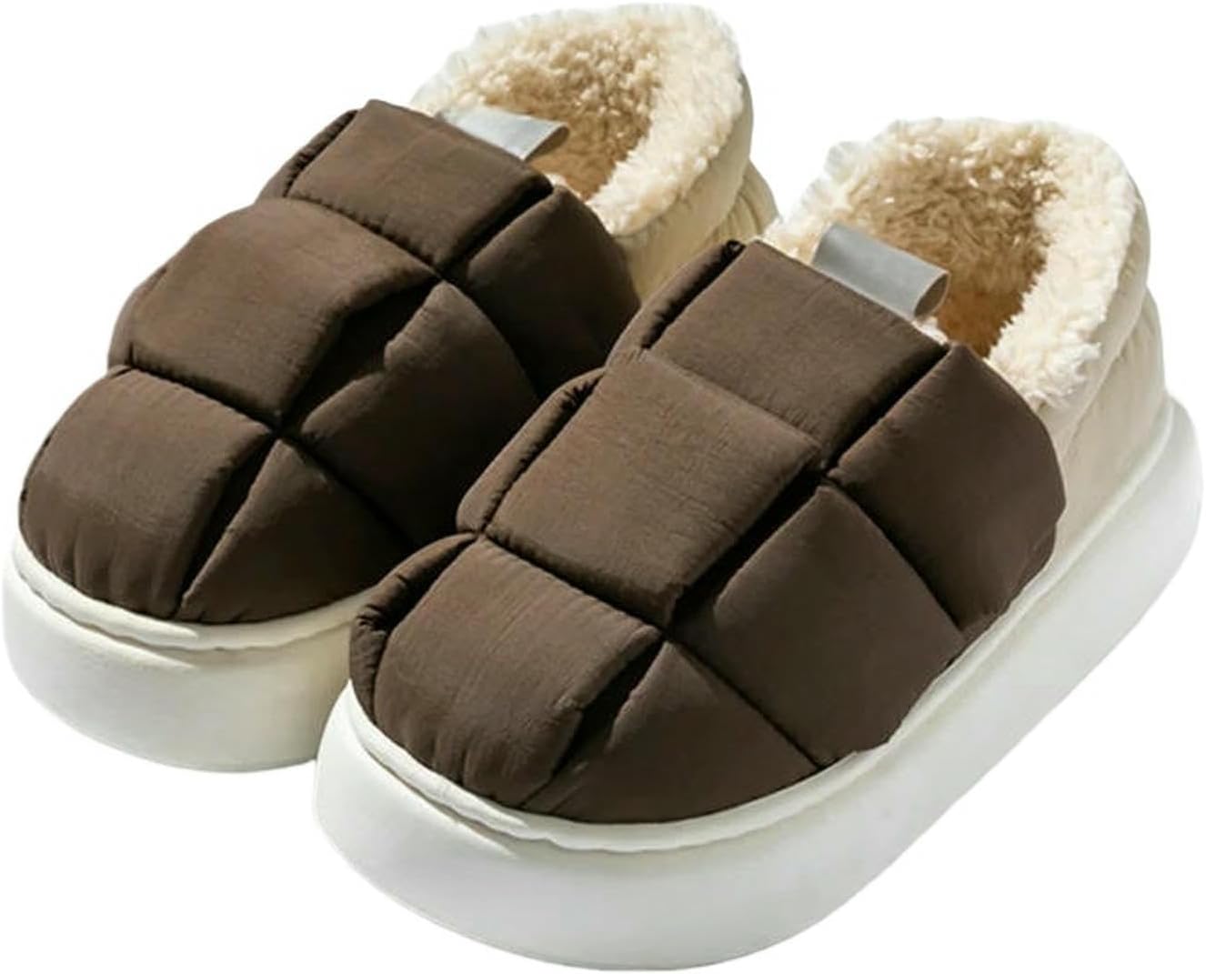 

Домашние тапочки для женщин из хлопка, осень-зима, теплые, плотные, для дома, мужские Uebherv, коричневый