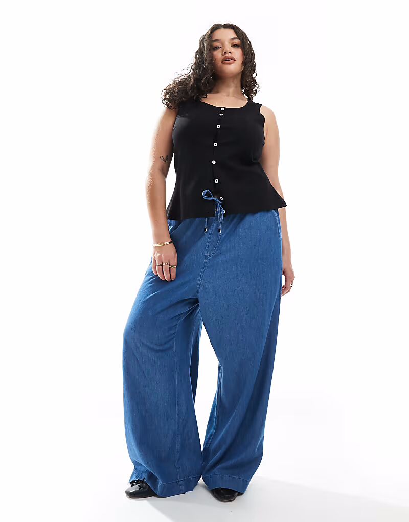 

Джинсовые брюки New Look Curve с широкими штанинами синего цвета New Look Plus