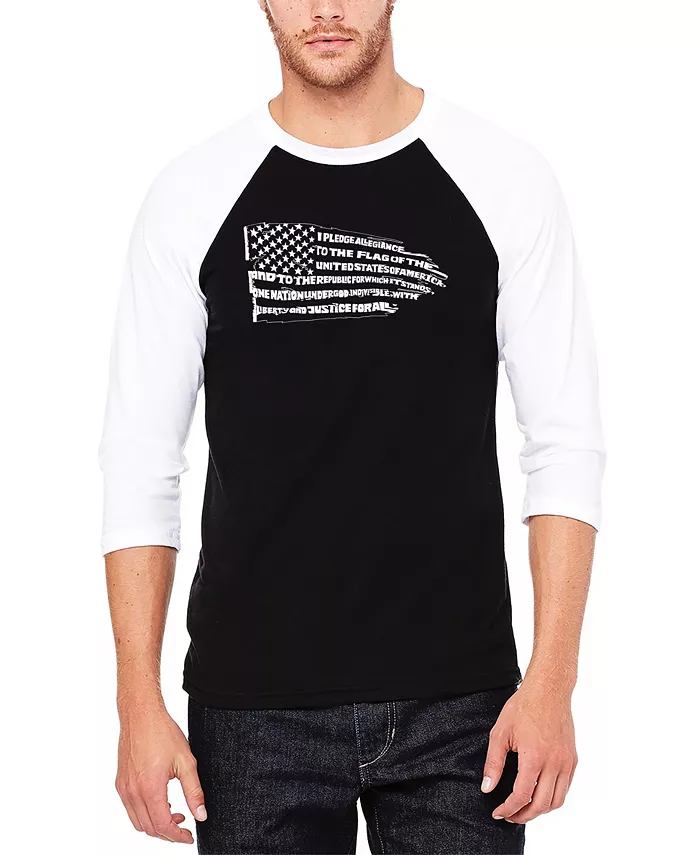 

Мужская футболка-раглан Pledge of Allegiance Flag Baseball Word Art LA Pop Art, черный