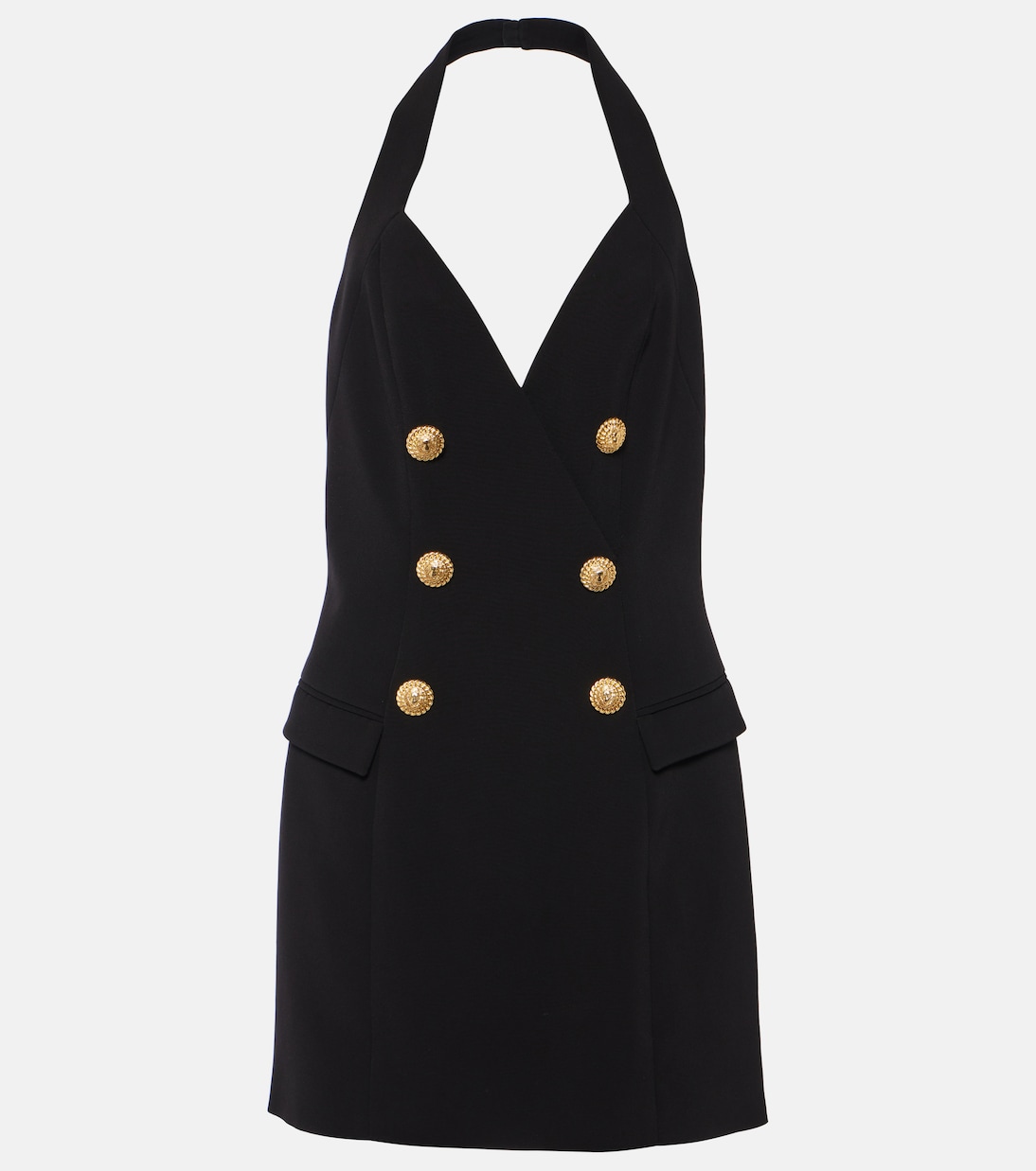 

Мини-платье с халтернеем и крепом Balmain, Noir
