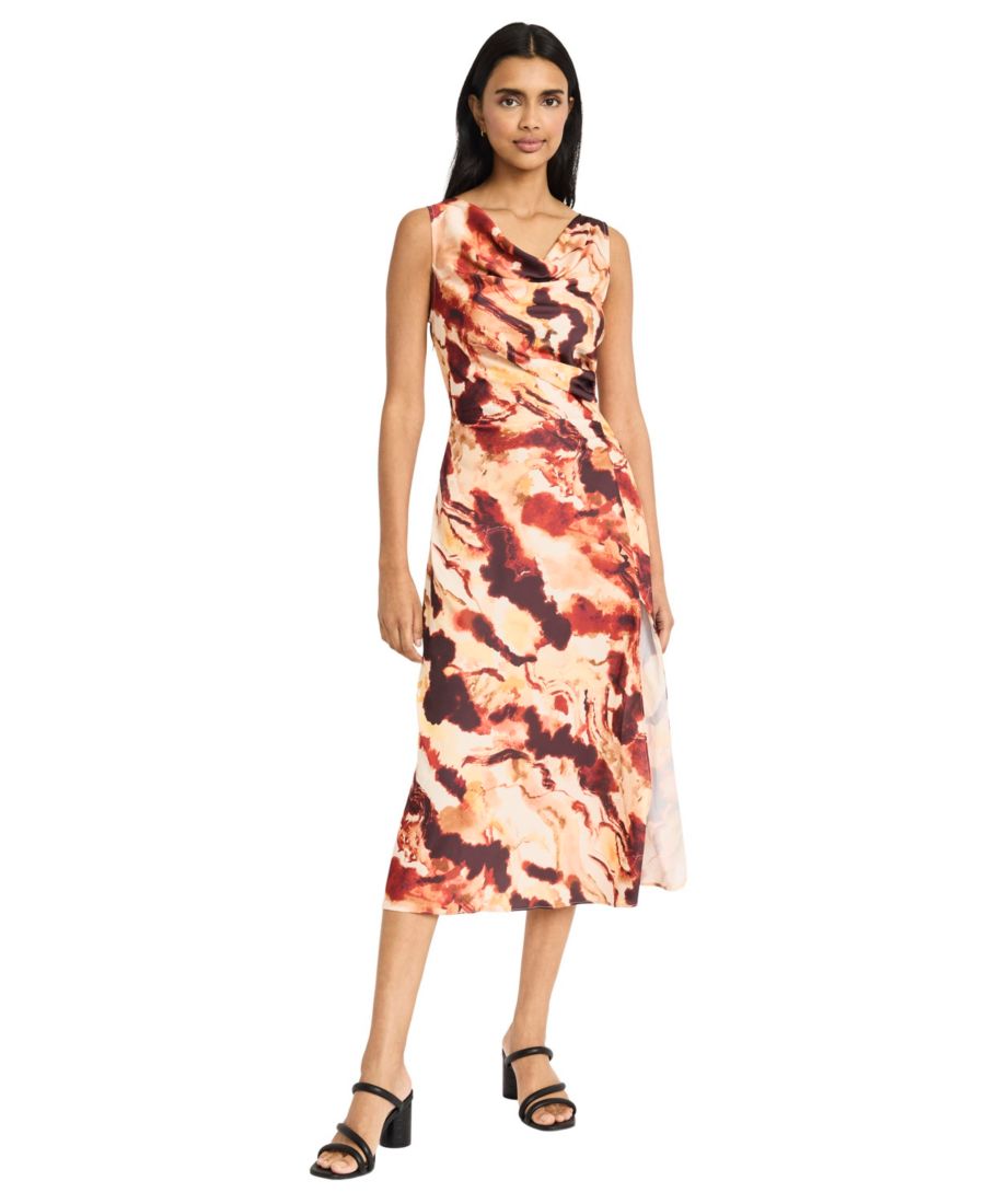 

Женское миди-платье без рукавов с воротником-хомутом Donna Morgan, Beige, Brown