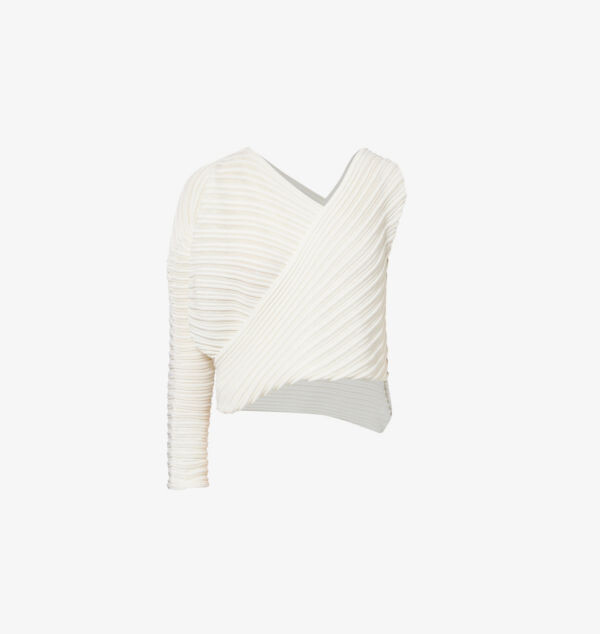 

Топ из плиссированной вязки с добавлением хлопка Issey Miyake, белый