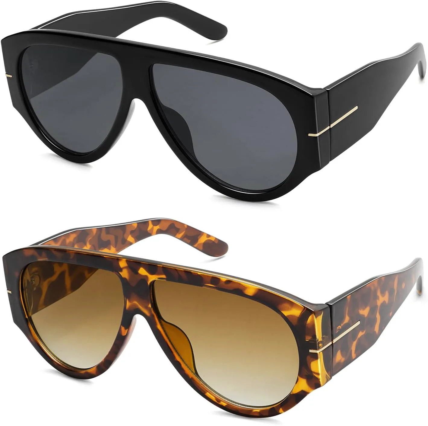 

Большие ретро-солнцезащитные очки-авиаторы для женщин и мужчин, классические винтажные солнцезащитные очки 70-х годов AR82227 HERJOUR, Deep Black+tortoise