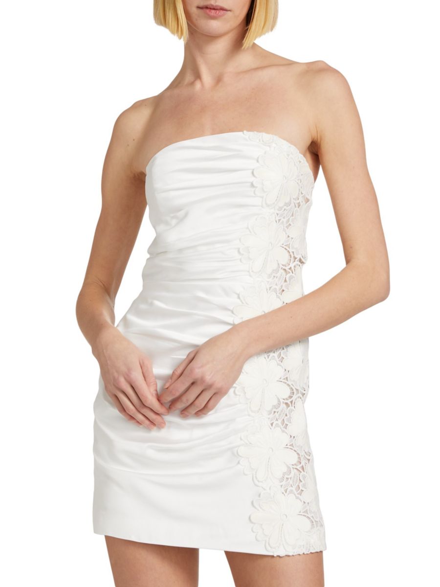 

Мини-платье без бретелек с вышитым кружевом Dalary Ramy Brook, цвет Ivory Floral Embellished