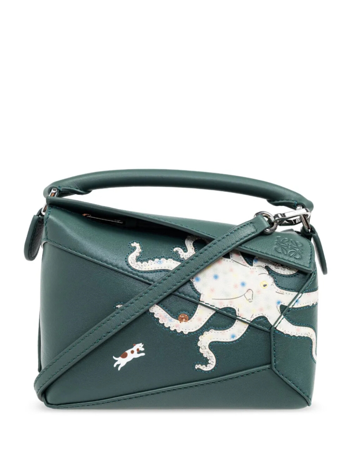 

Мини-сумка-шоппер LOEWE x Sana Fujita Puzzle Edge, зеленый