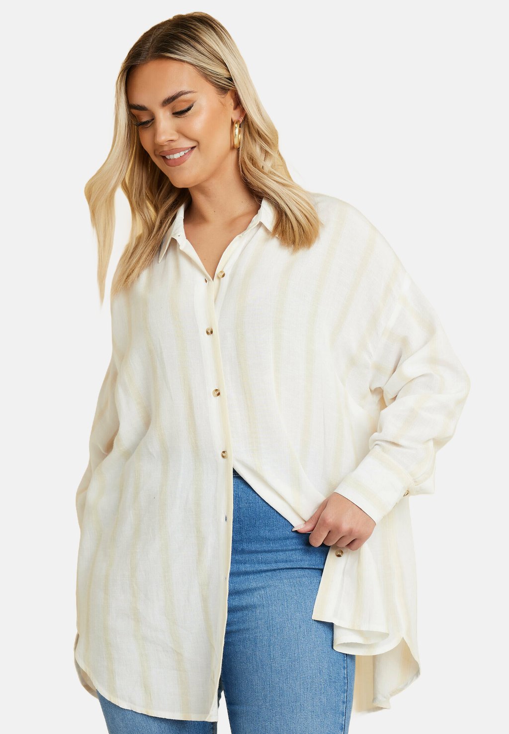 

Блузка на пуговицах STRIPE Yours Clothing, кремовый