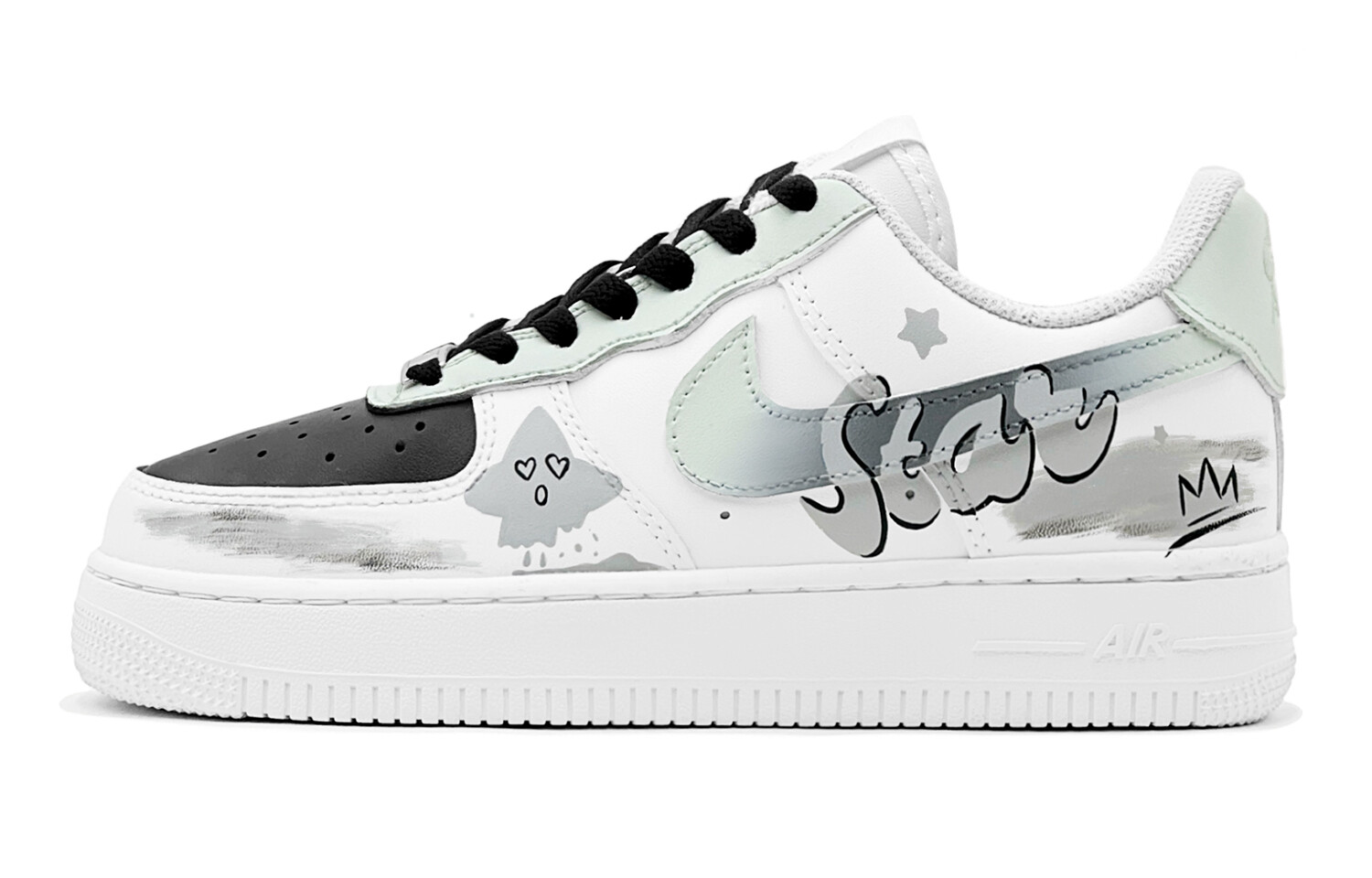 

Кроссовки Nike Air Force 1 Skateboarding Shoes Women's Low-top Green, серый