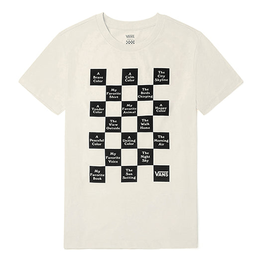 

Футболка (WMNS) Vans Grid Printing Slim Fit Round Neck Short Sleeve Creamy White, кремовый