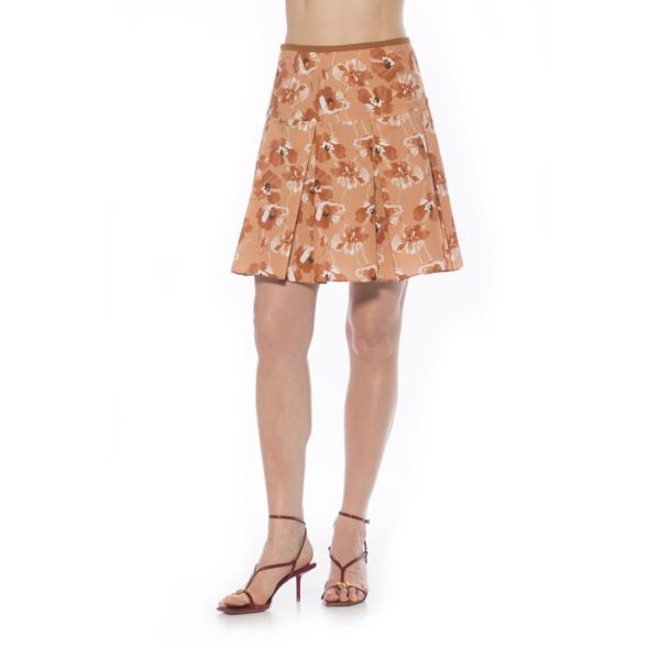 

Женская юбка с контрастным поясом и складками Alexia Admor, цвет beige floral