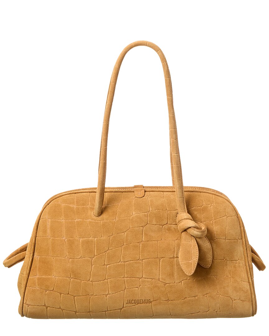 

Жакемус Сумка-саквояж из замши с тиснением под крокодила Jacquemus, коричневый