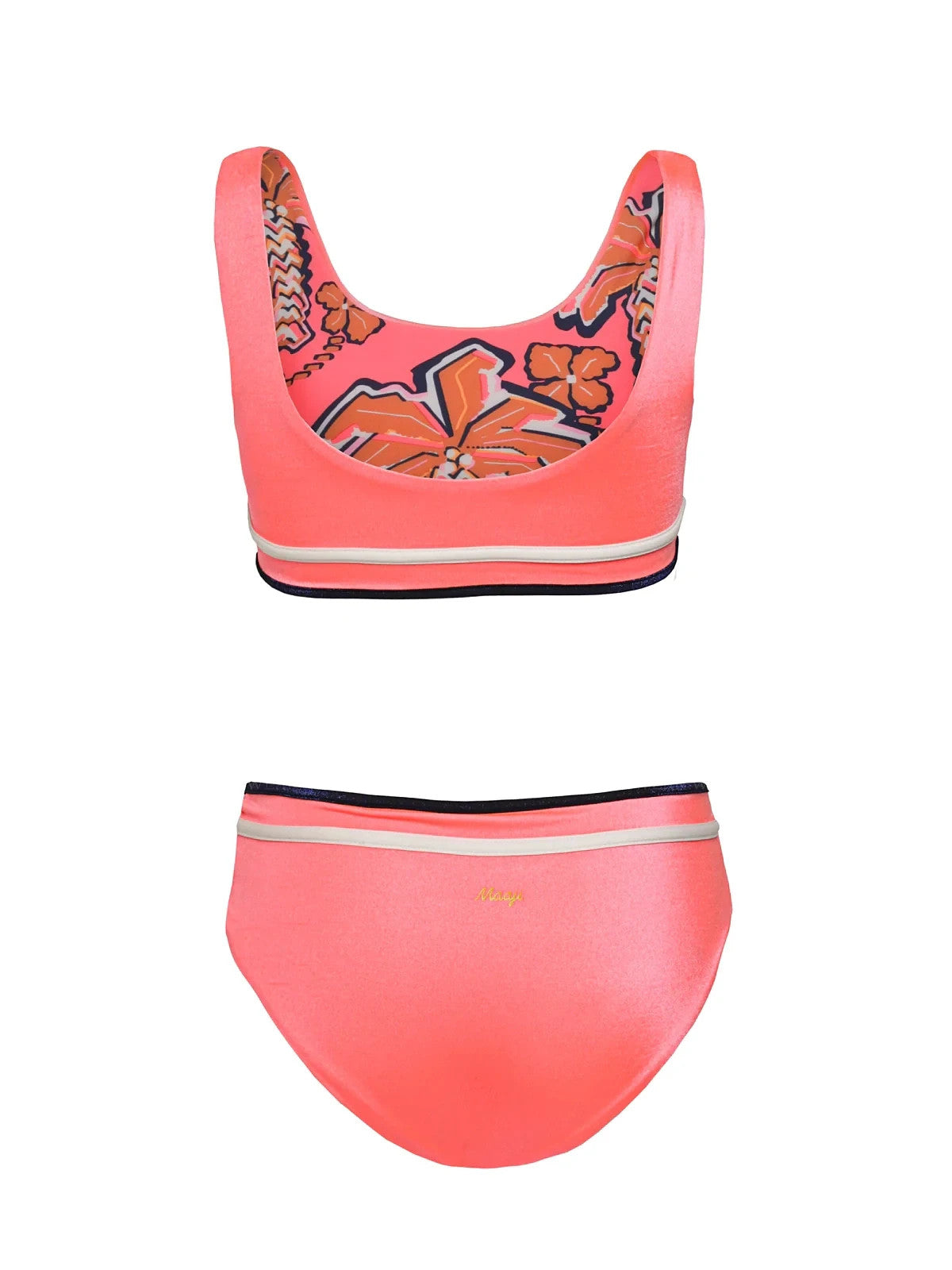 Детский купальник Maaji Retro Swim Set вишневого цвета с эластичным вырезом-лодочкой, пляжный, красный 290 — фото 3
