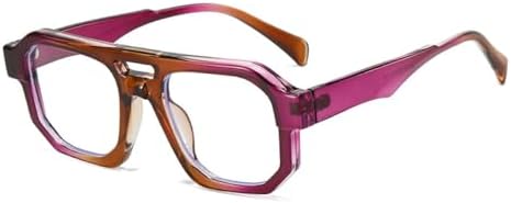 

Солнцезащитные очки с двойной перемычкой, квадратной формы, градиентные, модные, с прозрачными линзами, в стиле ретро-панк, солнцезащитные очки UV400 для мужчин MTZJH, Tea Purple Clear