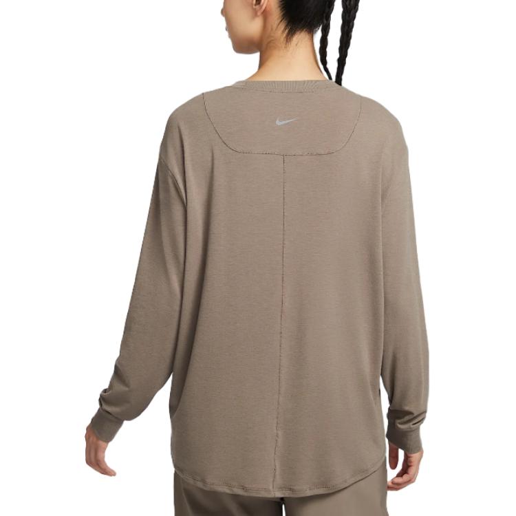 Nike Футболка Dri Fit FW24 с рукавом дроп-шиппер женская mink brown — фото 4
