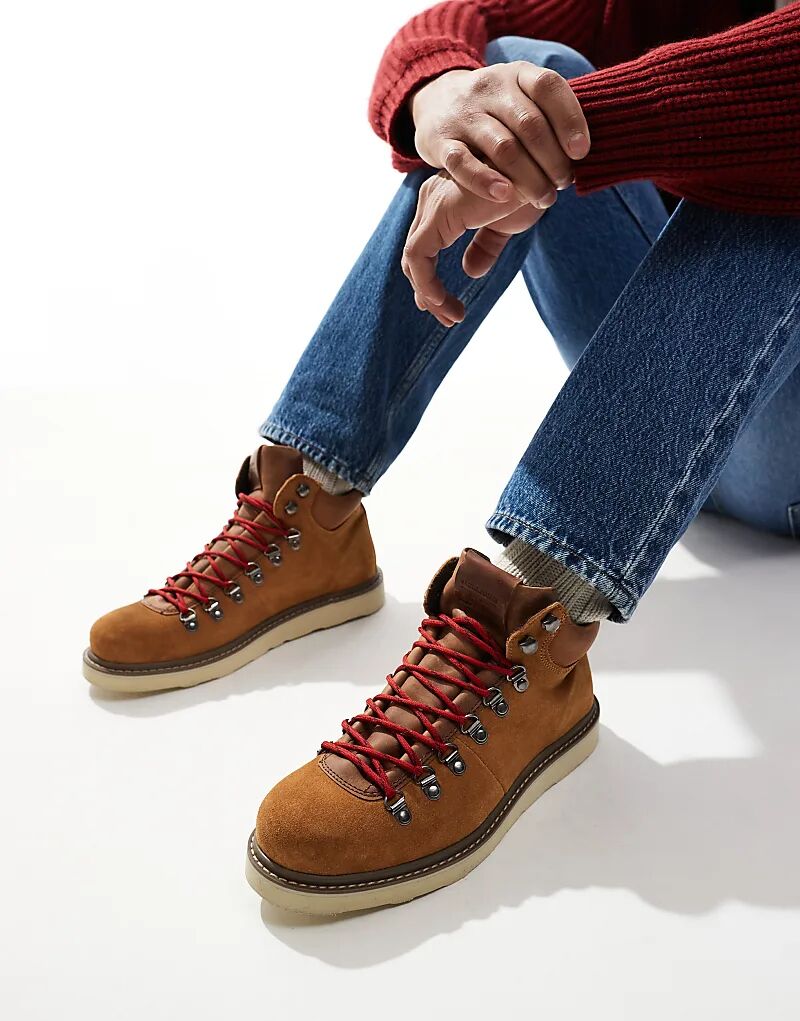 

Массивные замшевые походные ботинки коричневого цвета Jack & Jones