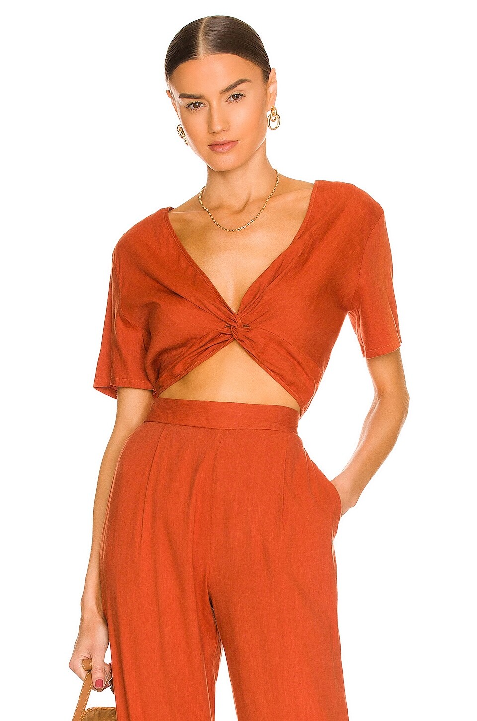 

Топ MONROW Linen Twist, цвет Faded Rust