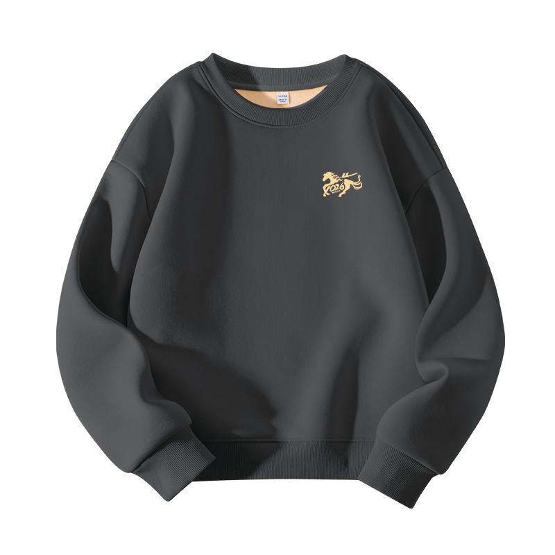 

Детский свитшот с круглым вырезом утолщенный WARRIOR, medium серый/h running horse золото k