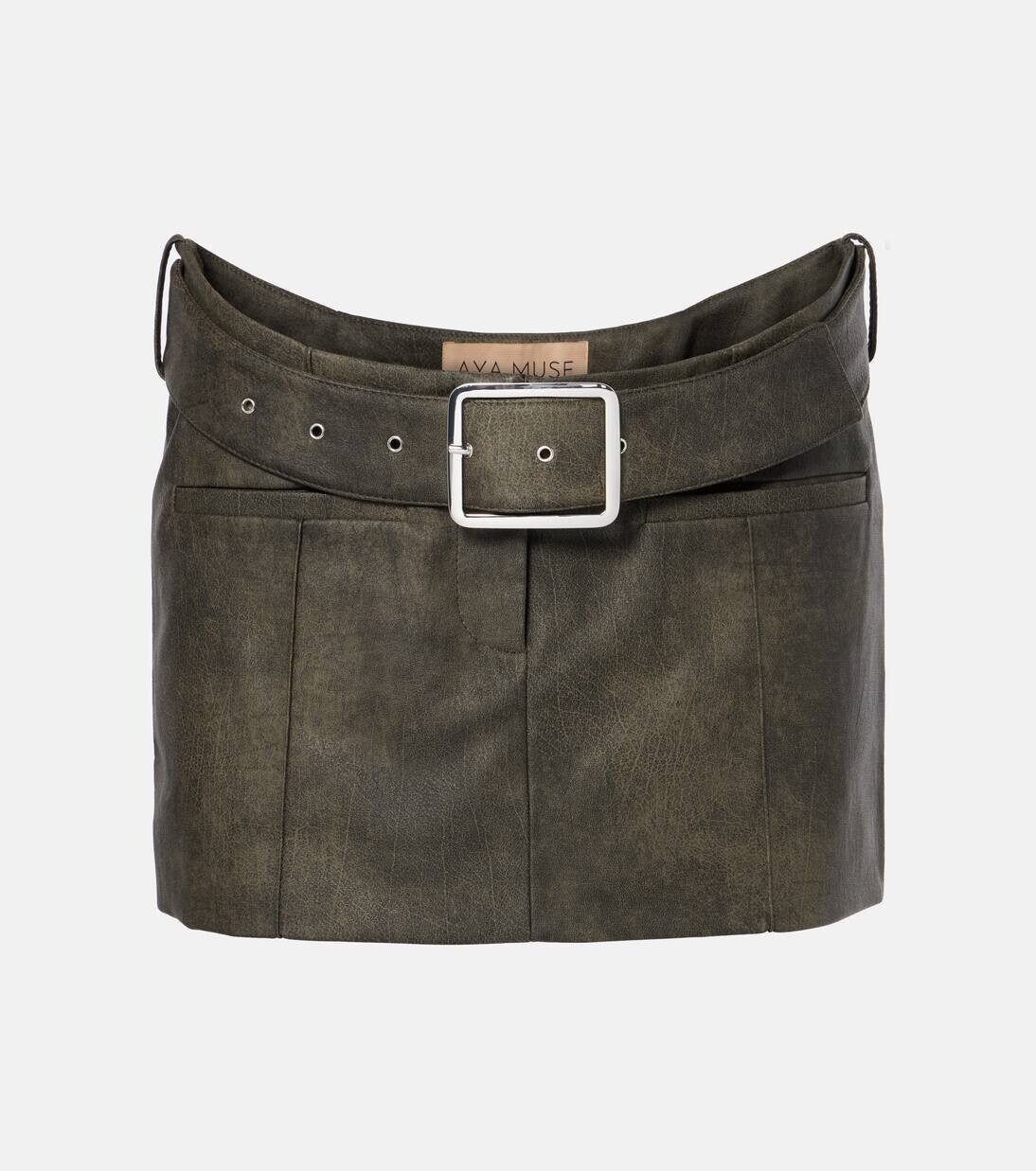 

Мини-юбка из искусственной кожи с поясом Kaya Aya Muse, цвет faded grey