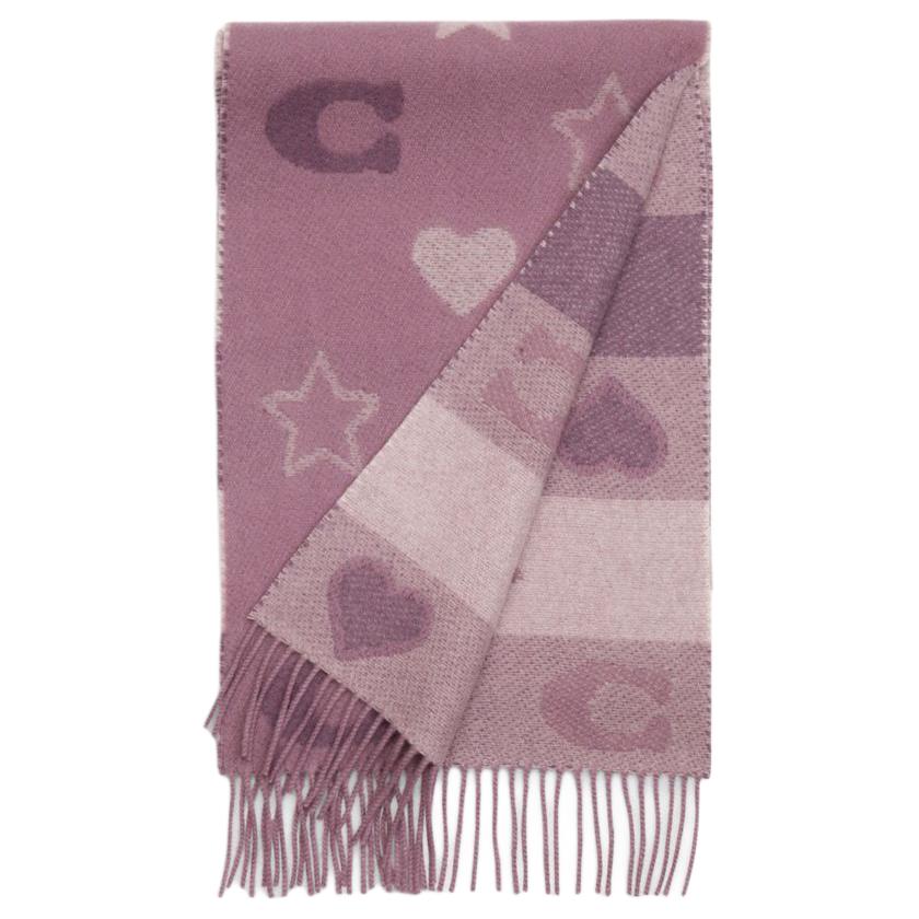 

Шерстяной вязаный шарф унисекс фиолетовый COACH