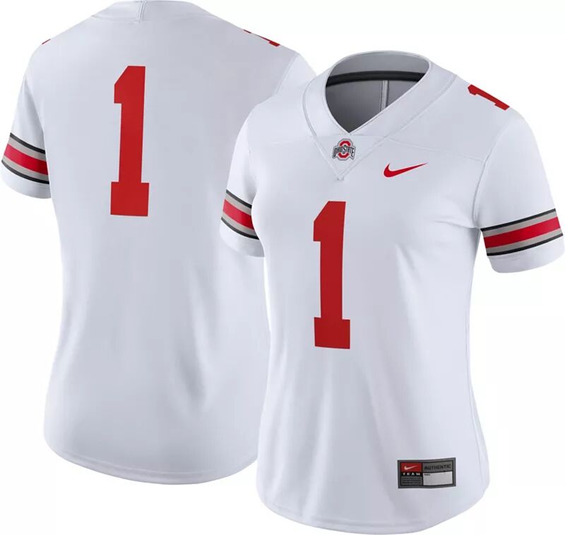 

Женская белая майка Nike Ohio State Buckeyes #1 Dri-FIT Game Football