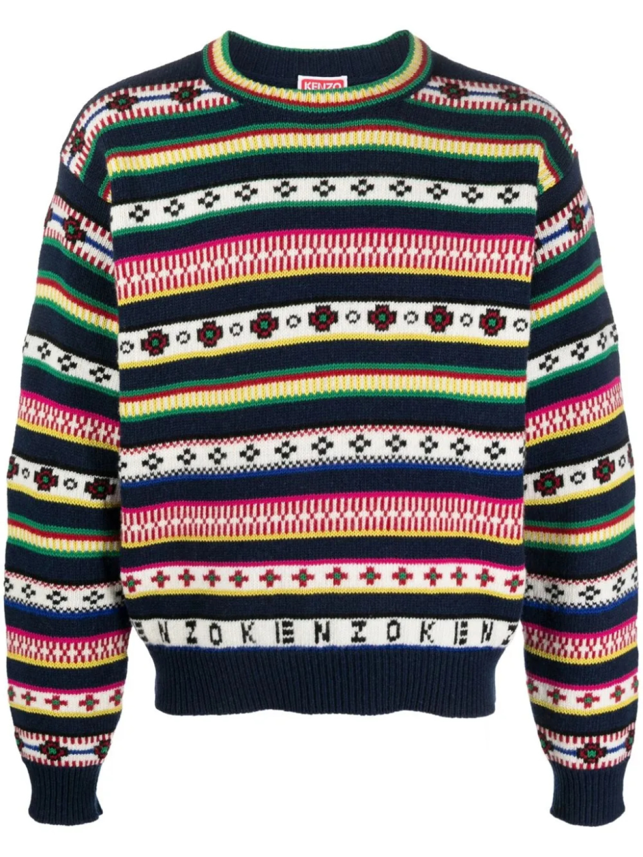 

Kenzo полосатый джемпер из смеси шерсти и хлопка, синий