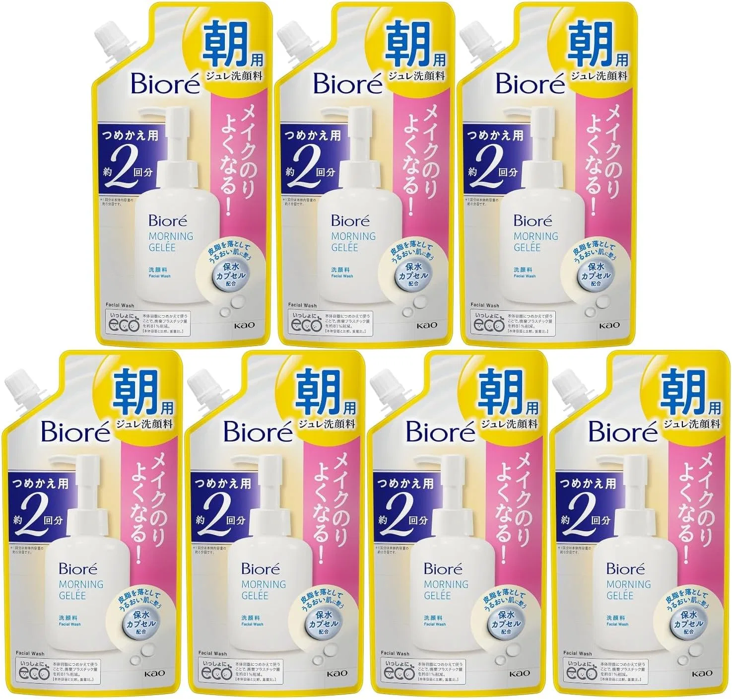 Набор Moruro — Biore Morning Jelly Facial Cleanser, 2 дозаправки, 160 мл, набор 7 шт