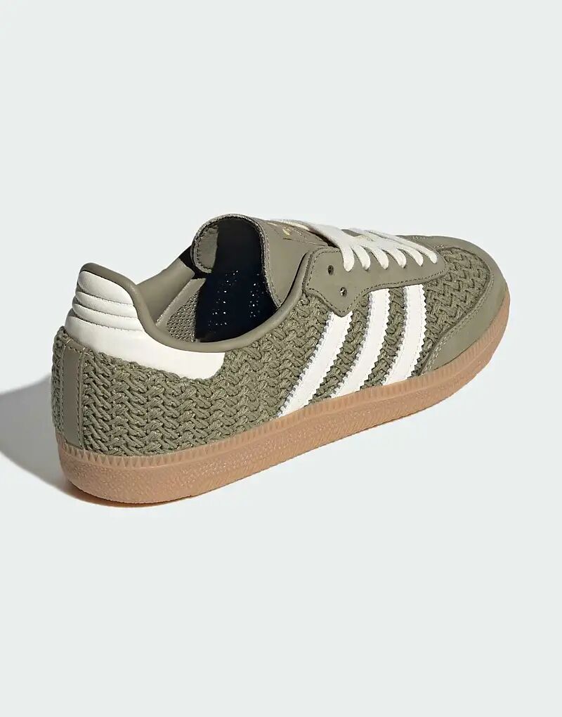 Кроссовки Adidas Originals Samba OG зеленого цвета, связанные крючком — фото 2