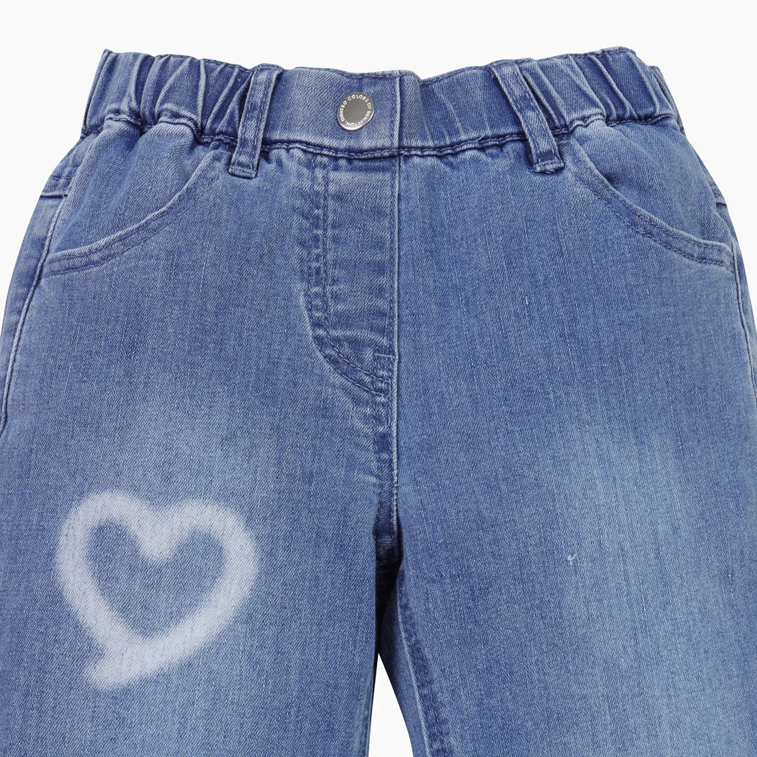 Детские синие джинсы-бутлеги с сердечками от Benetton Kids — фото 3