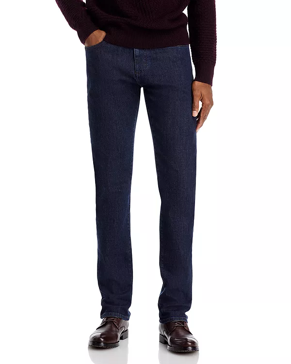 

Джинсы прямого кроя из эластичного денима темно-синего цвета. Canali, синий