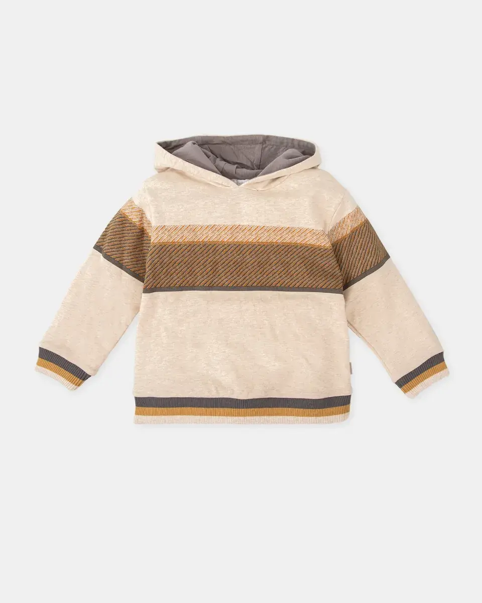 

Детская флисовая толстовка с капюшоном песочного цвета Tutto Piccolo