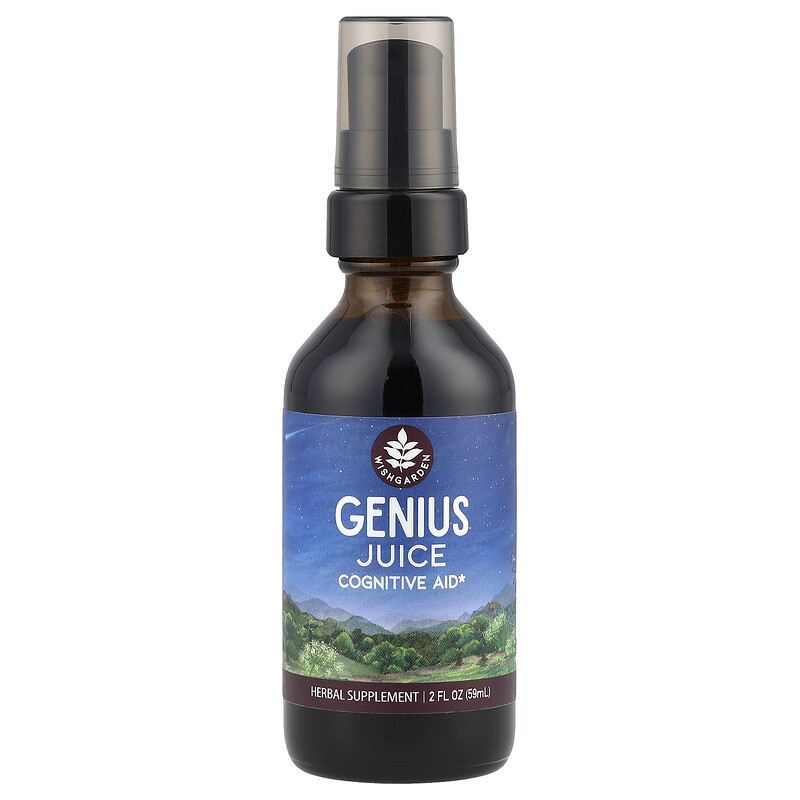

WishGarden Herbs, Genius Juice, когнитивная помощь, 59 мл (2 жидк. Унции)