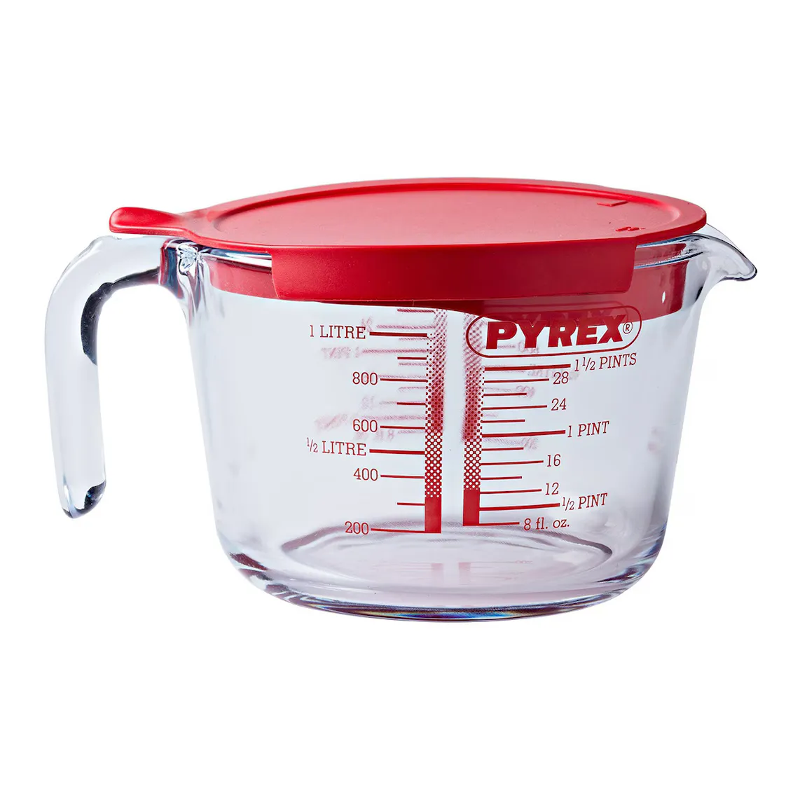 

Pyrex Готовьте и наслаждайтесь Мерный кувшин из пирекса с крышкой, красный