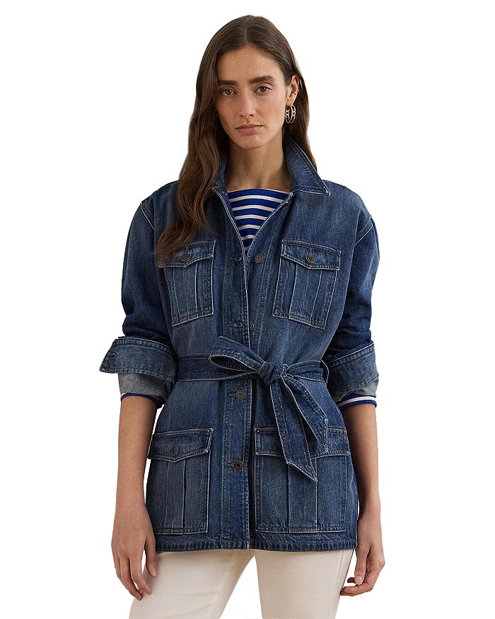 

Джинсовая куртка-рубашка с поясом, стандартная и миниатюрная Ralph Lauren, синий