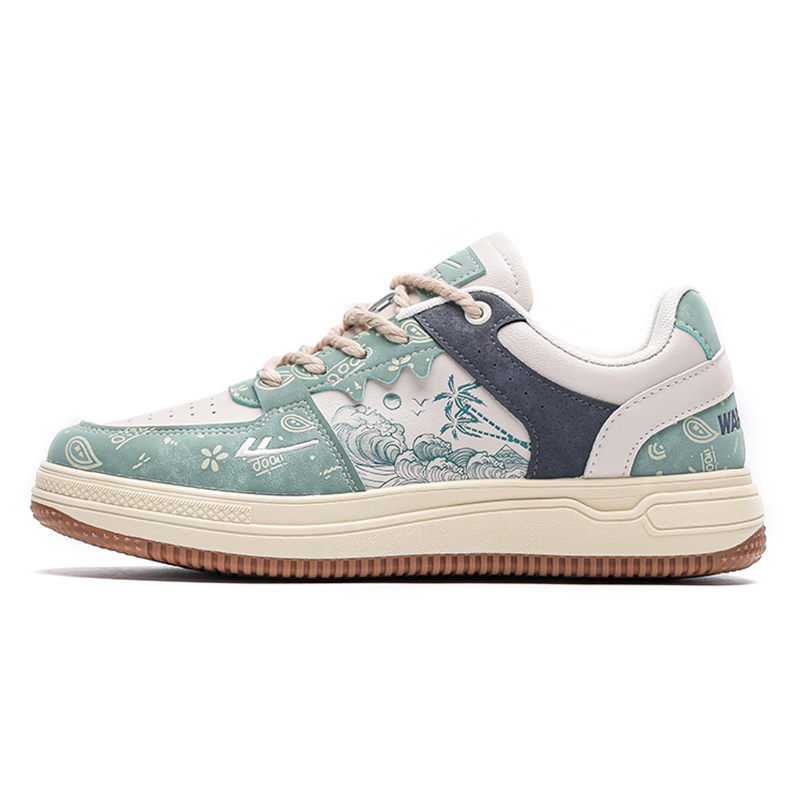 

Мужские низкие скейтерские кроссовки Coverage Slip Resistant And Abrasion Resistant WARRIOR, бежевый/зеленый/серый синий