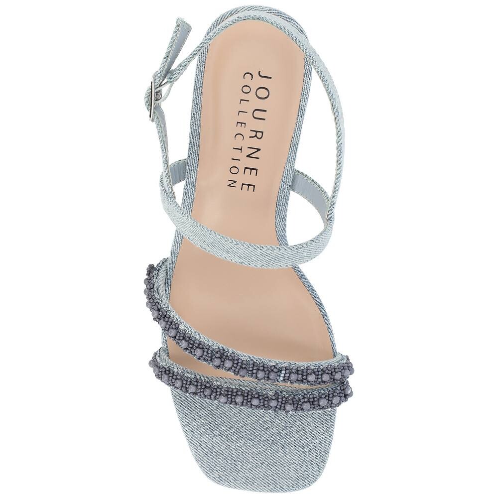 Женские босоножки на каблуке Journee Collection Lornnah Tru Comfort из пеноматериала с ремешком из бисера, цвет Denim — фото 3